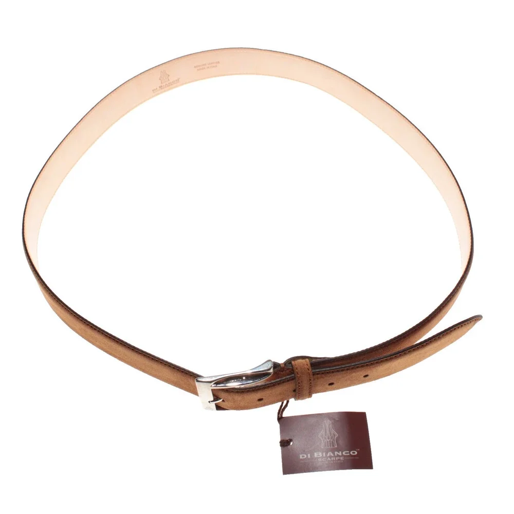 Di Bianco NWT Cut to Size Dress Belt In Solid Brown Suede Leather One Size
